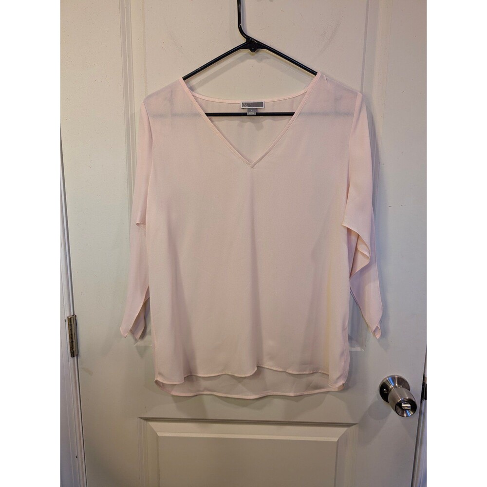 Women's Chelsea28 Sheer Slit Half Sleeve Blouse Soft Pink Small